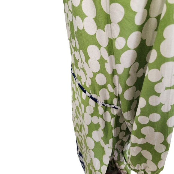 Boden Silk blend midi/tunic polka dot dress green and blue sz 6A - Picture 5 of 9